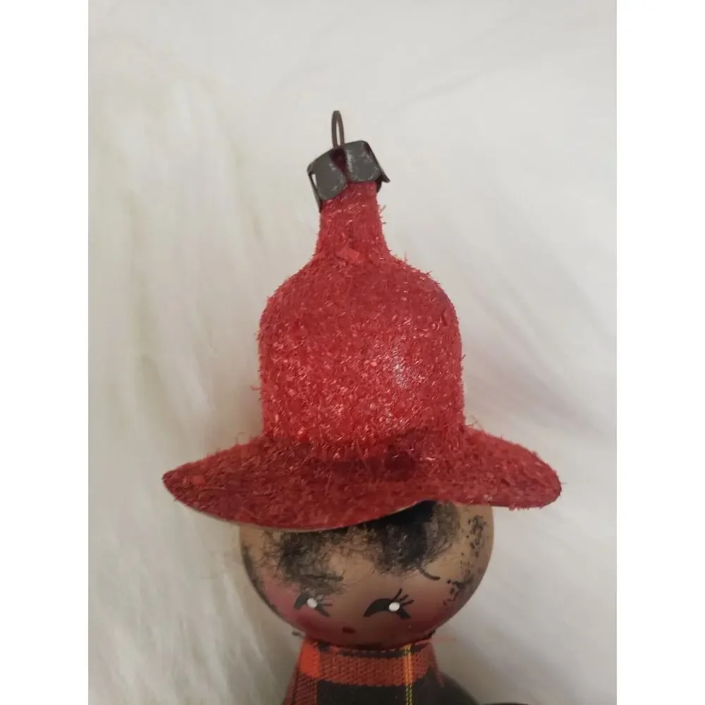 VTG Soffieria De Di Carlini‎ Blown Glass Christmas Ornament Scarecrow Patchwork